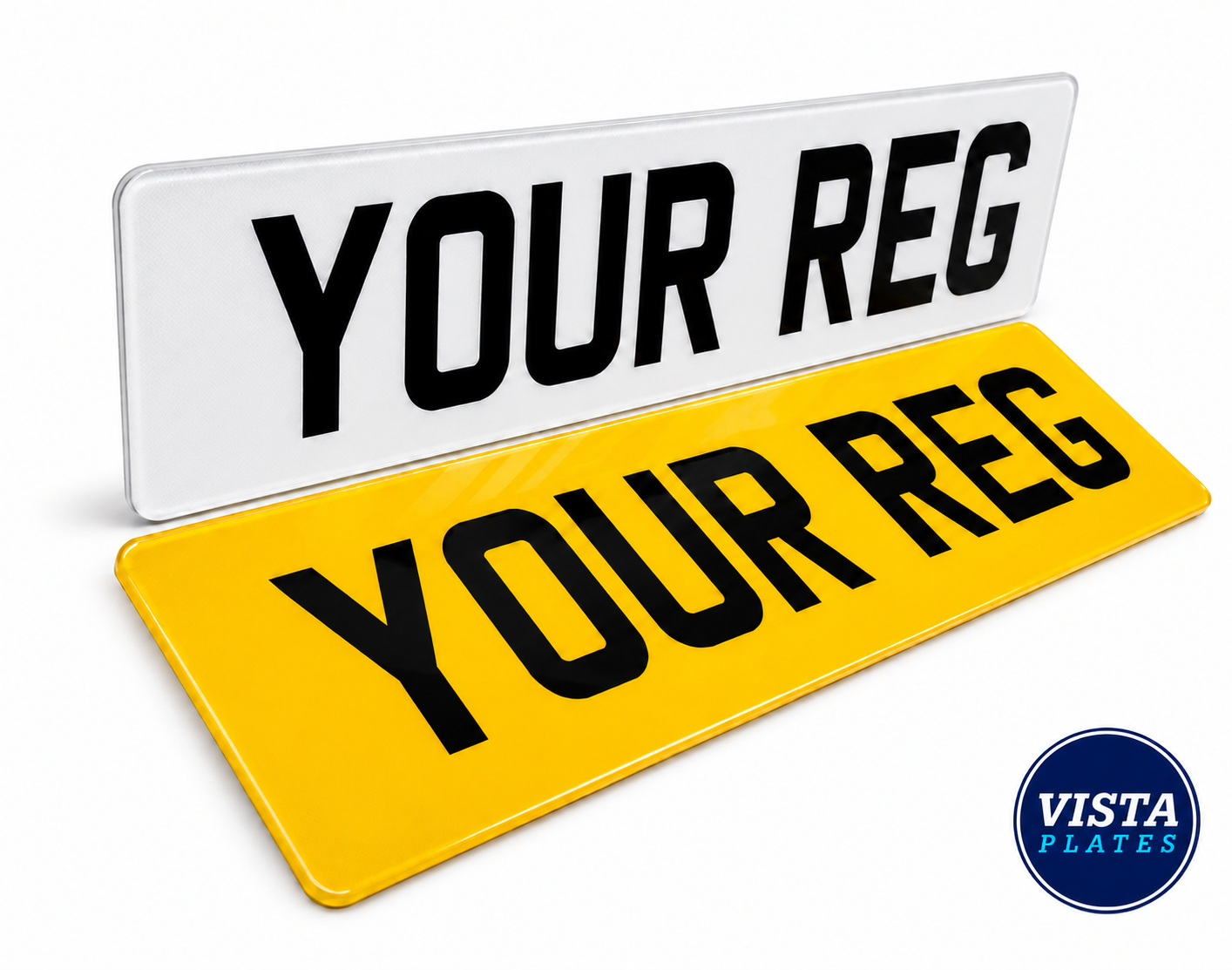 Vista Plates front and rear number plate examples